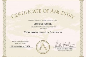 Généalogie : le Brésilien Vinicius reçoit un certificat sur ses racines camerounaises