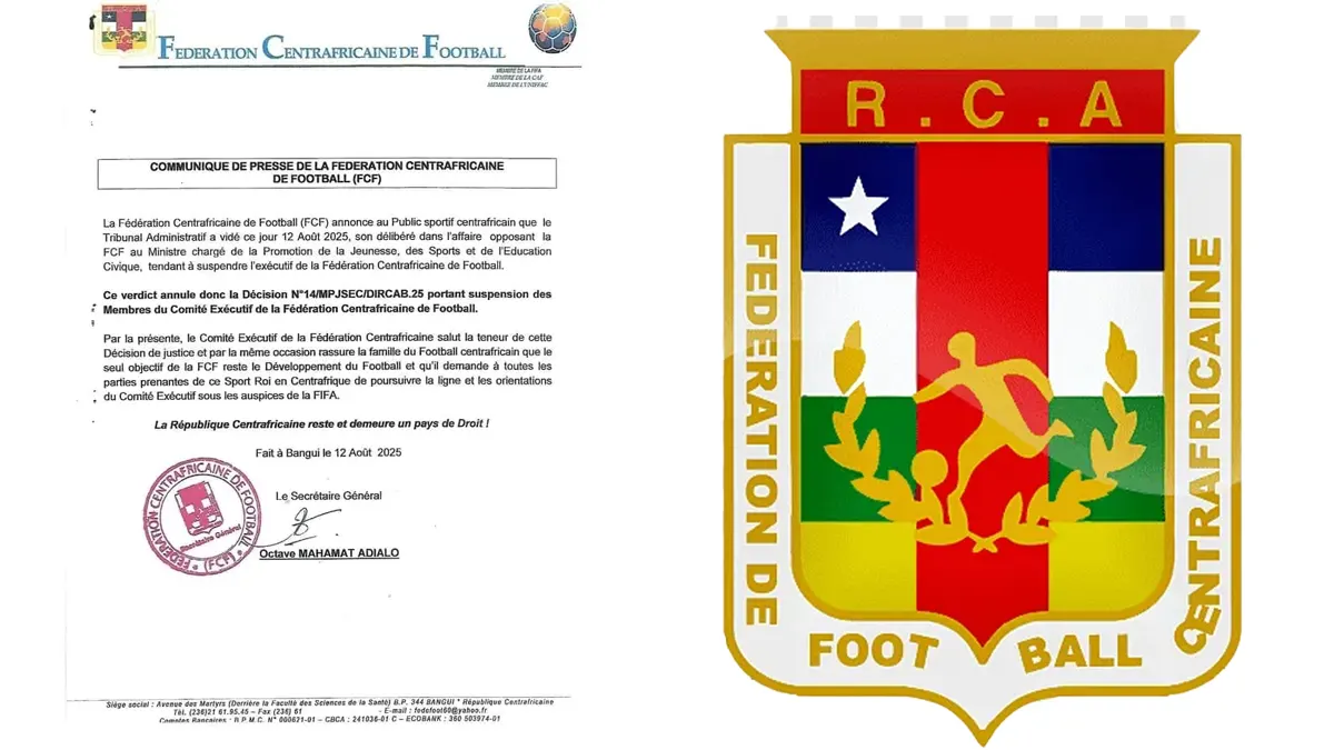 Décision de Justice : La Fédération Centrafricaine de Football Réaffirme sa Gouvernance